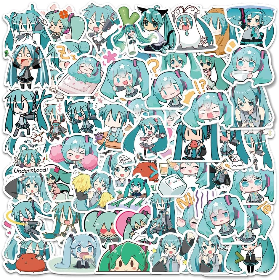 Amazon.co.jp: for初音ミクステッカー 50枚 かわいいアニメシール 防水シール スーツケース バイク ヘルメット写真シール ...