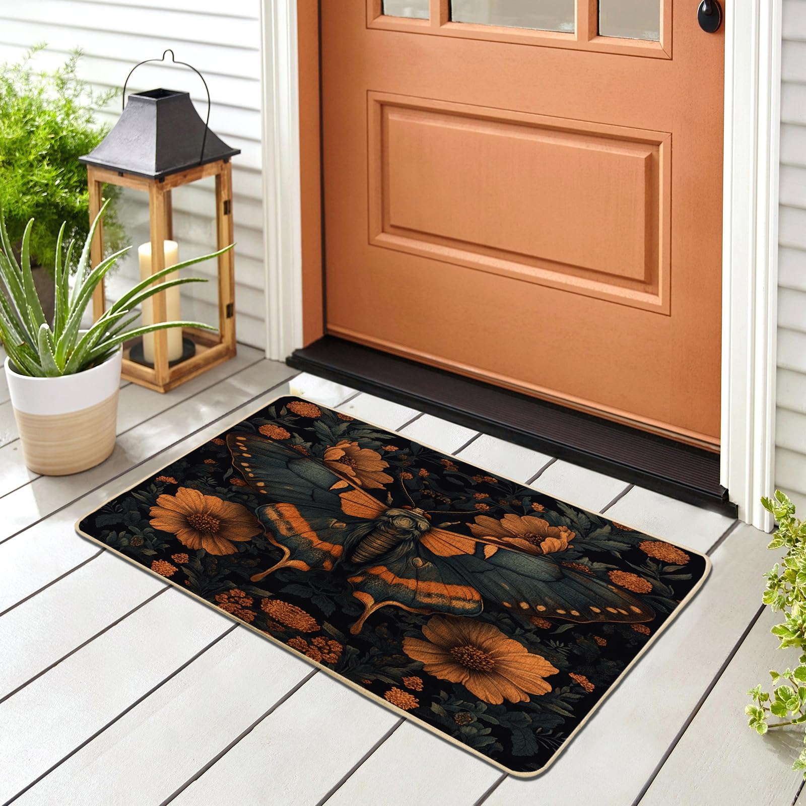 Paillasson entrée extérieur insectes vintage petit tapis de sol 73cm