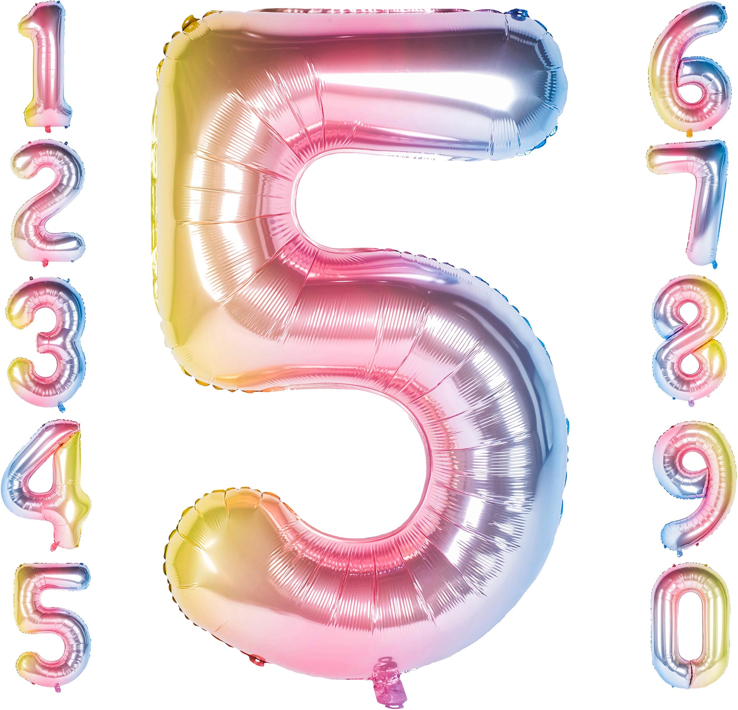Number Balloons,40 Inch Birthday Number Balloon Party Decorations Supplies Helium Foil Mylar Digital Balloons 5