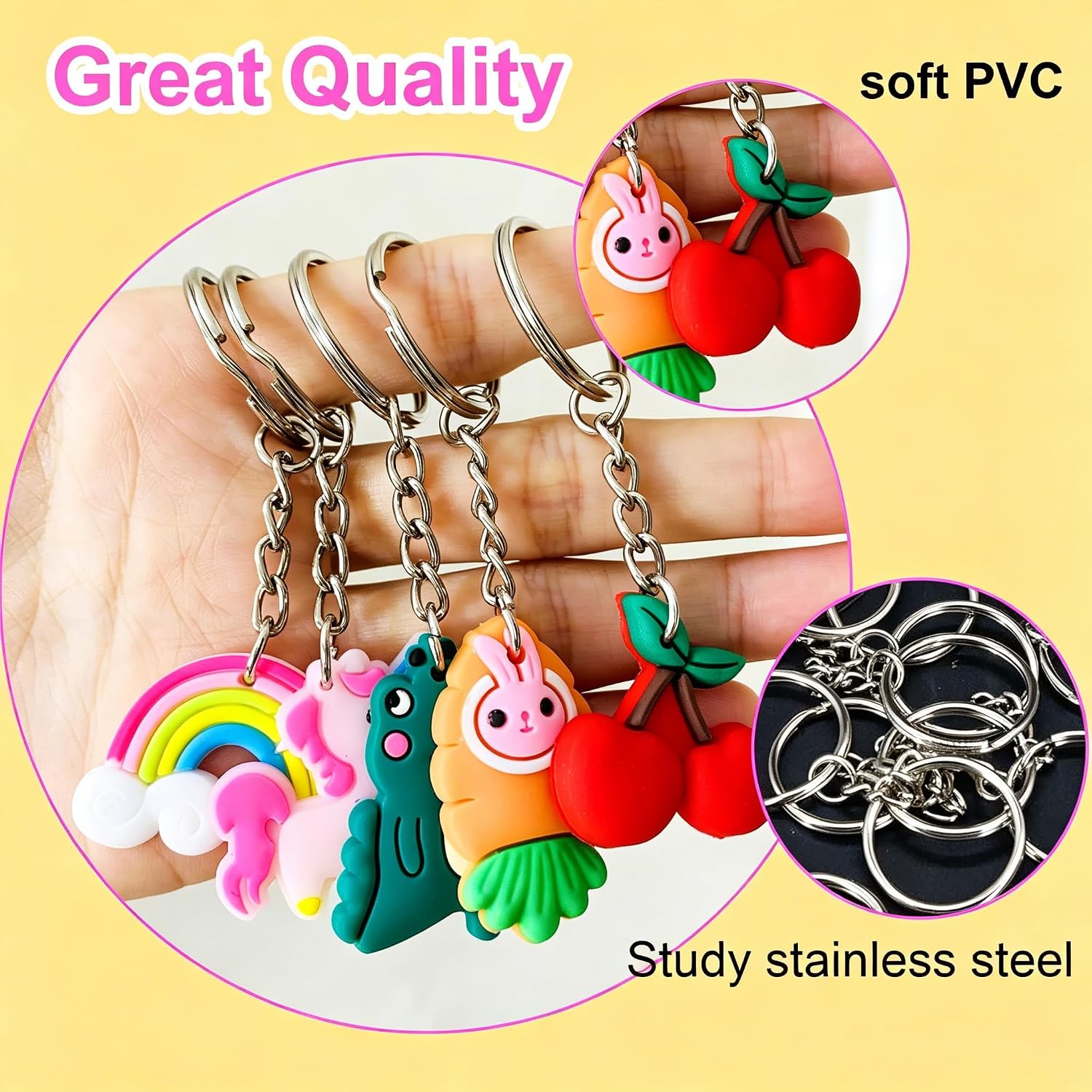 30 35pcs Different Keychains Bulk, Mixed Cute Keychains