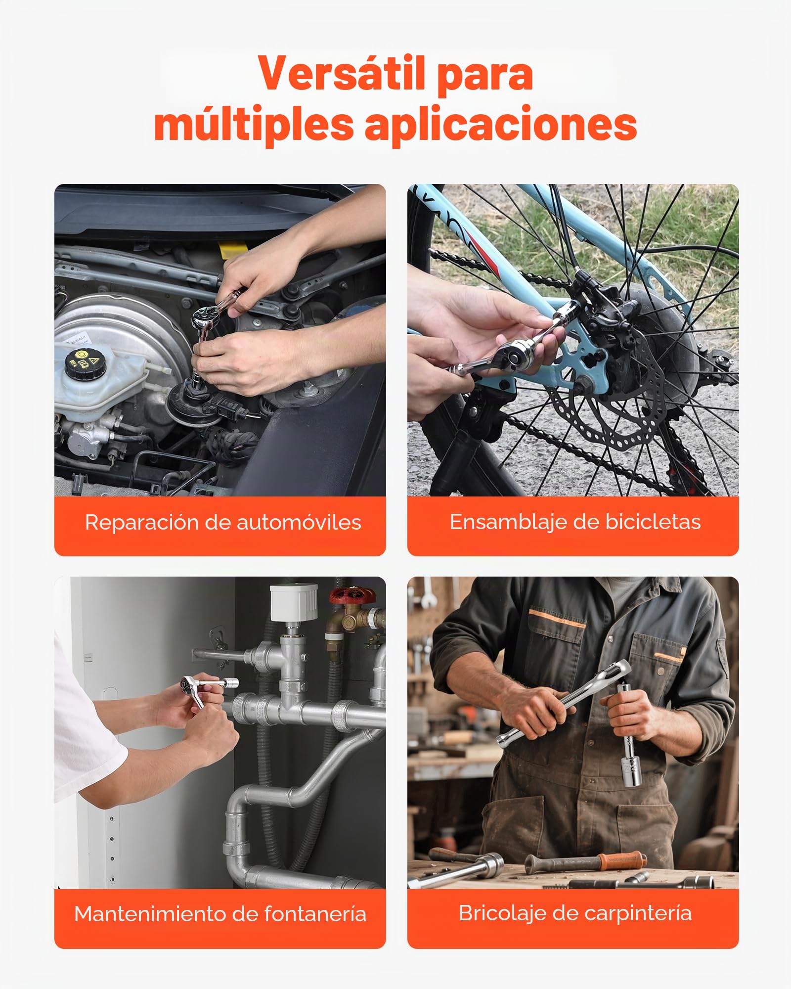 VEVOR Juego de Llaves de Vaso 70 uds, con Llaves de Trinquete, Accionamiento 6,4 mm, SAE y Métricas, con Puntas y Accesorios, Estuche de Almacenamiento, Acero de Aleación CR-V, 257 x 172 x 57 mm