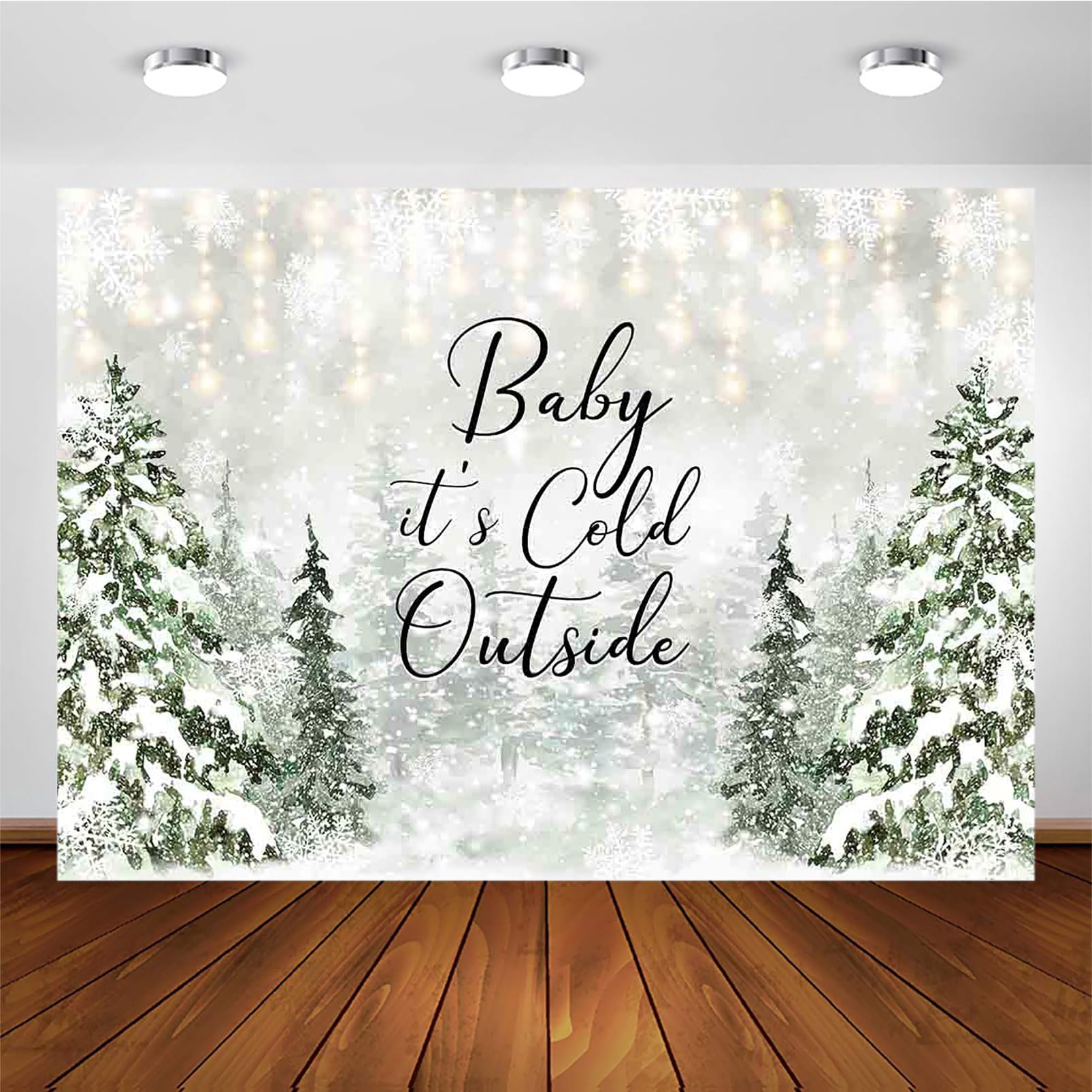 Mocsicka Winter Baby Shower Hintergrund – 2,1x1,5 M, Vinyl, Winter Wonderland Design | Für Fotografie, Deko, Geburtstagsparty
