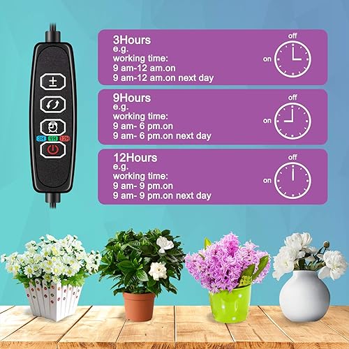 Miniatura 3 de LONSRIVE Luces de cultivo para plantas de interior (paquete de 3) luces LED de cultivo de plantas, 9 ajustes regulables, lámpara de crecimiento de