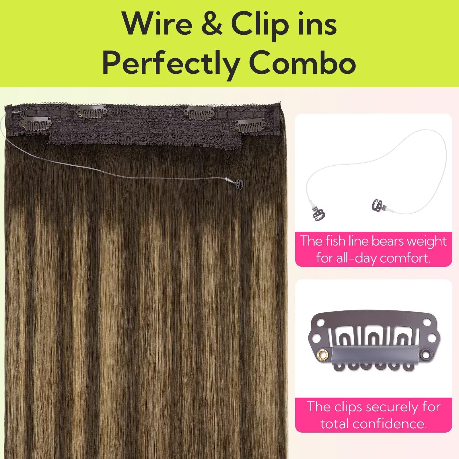 HOTBANANA Wire Hair Extensions with Adjustable Invisible Line