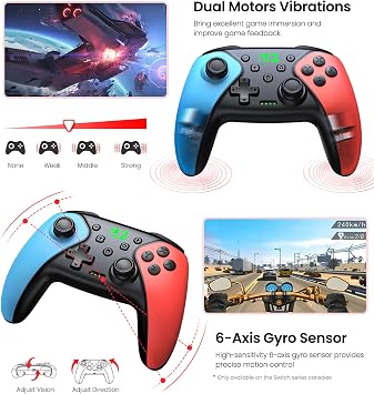 Switch Controller for Switch 2/Switch/Lite/OLED/Android/iOS/PC, Wireless Pro Controller Work with Programmable,Vibration,TURBO & Wakeup