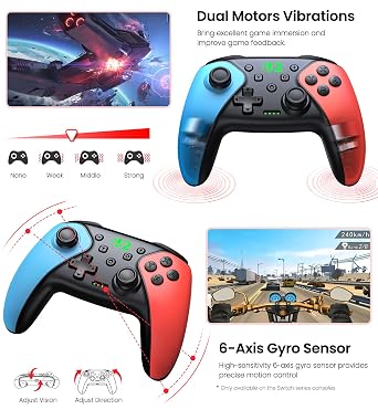 BEBONCOOL GAMING Switch Controller for Switch 2/Switch/Lite/OLED/Android/iOS/PC Wireless Pro Controller Work with ProgrammableVibrationTURBO & Wakeup