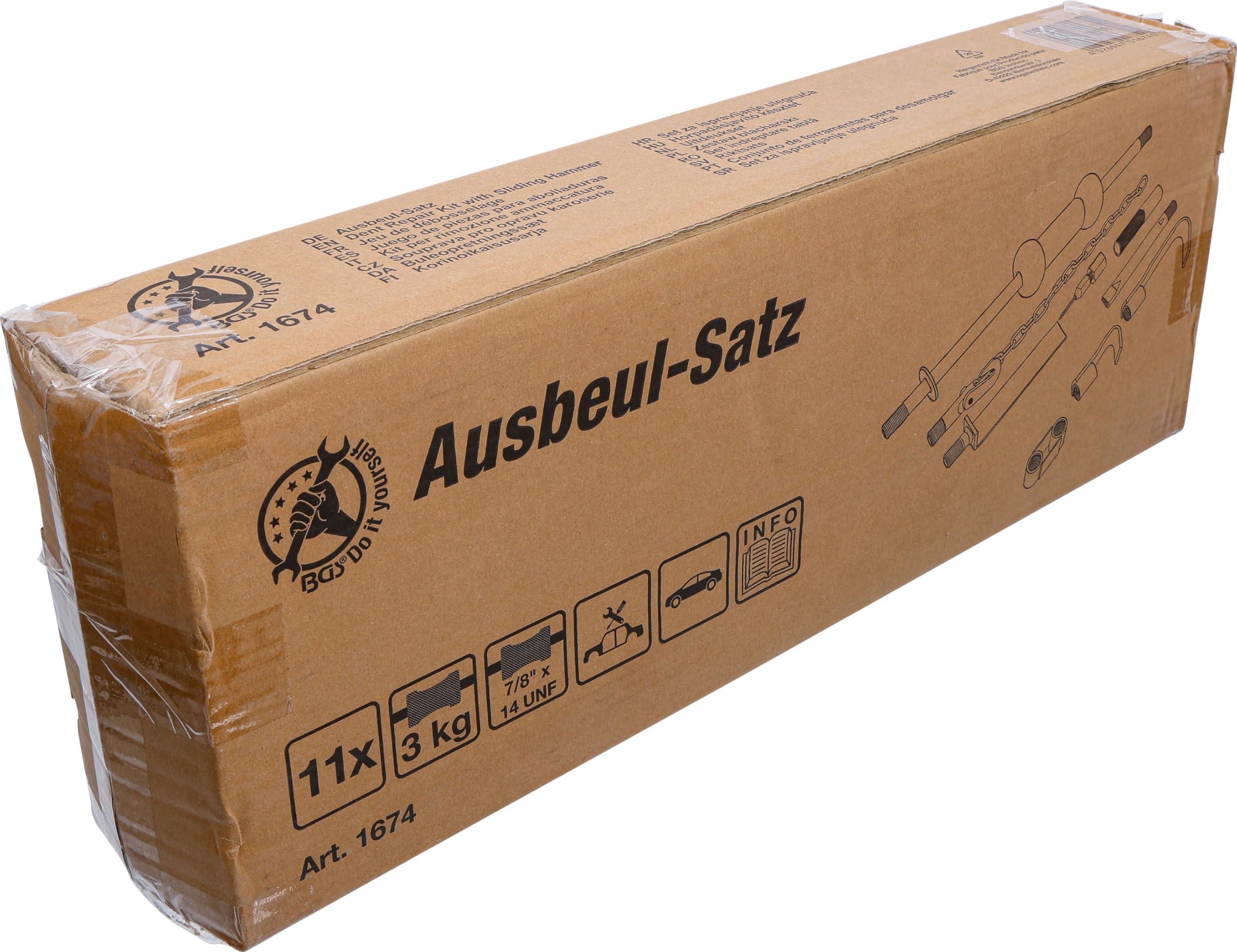 BGS Diy 1674 | Kit per rimozione ammaccatura | con martello a massa battente | 11 pz.
