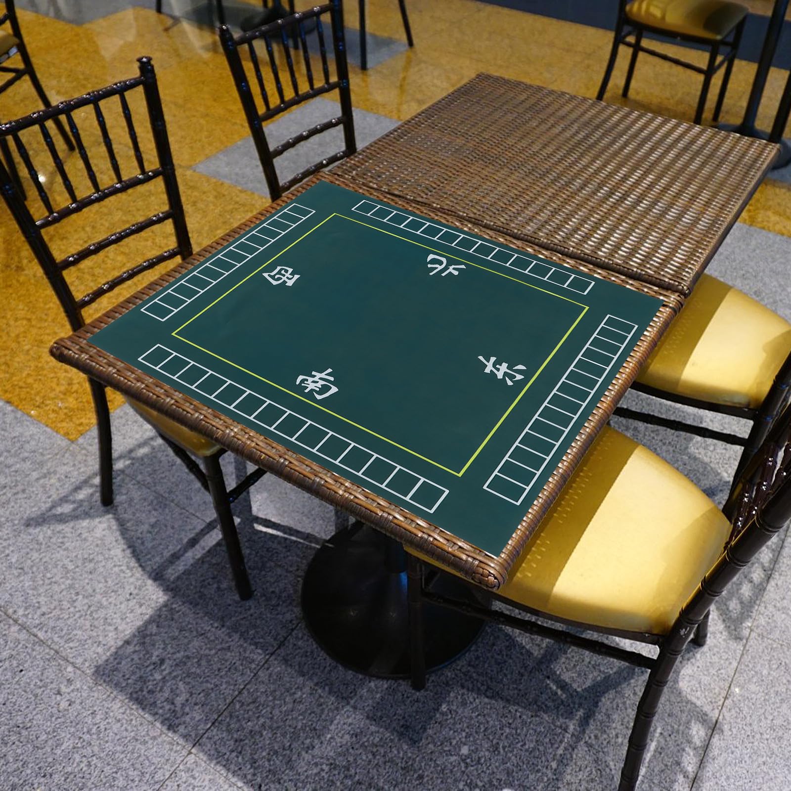 Tappeto Mahjong Verde Quadrato Ispessito per Tavolo da Gioco | Rivestimento Base in Gomma e Superficie Feltro, Riduce Rumore e Sfrangiature, per Supporti e Gettoni