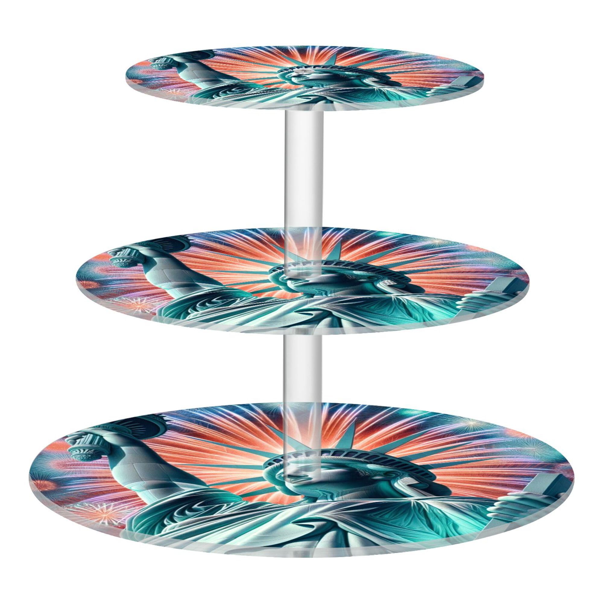 PYBUG Independence Day 3 Tier Acrylic Cupcake Stands Tower,Dessert Table Display Set for Tea Party,Wedding,Birthday, Baby Shower