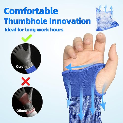 Miniatura 4 de Schwer ANSI A6 Mangas de brazo resistentes a cortes para trabajo de hombres y mujeres, protectores de brazo para piel fina y moretones, mangas de