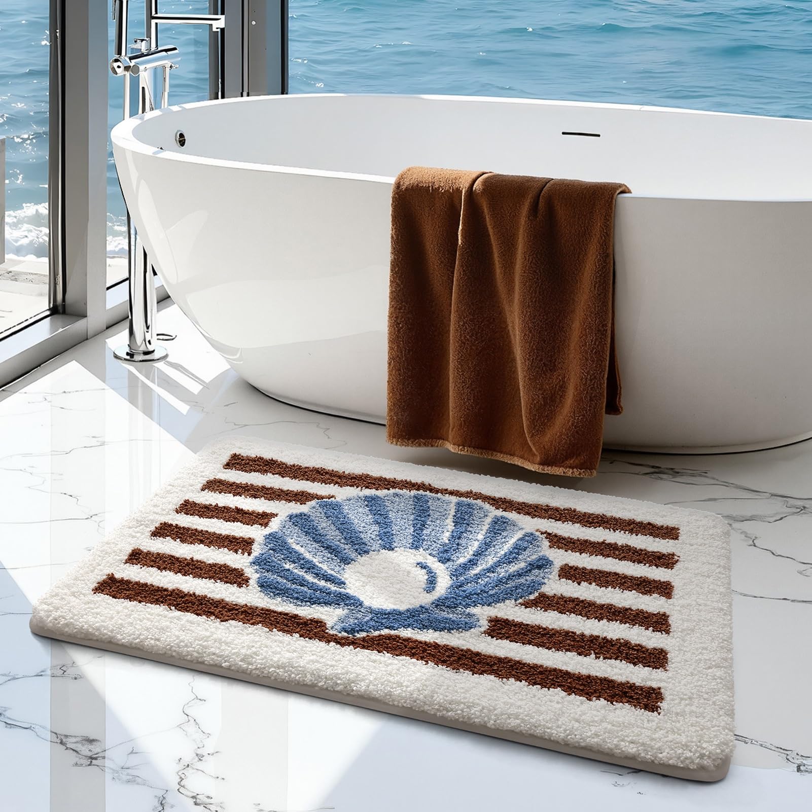 Bathroom Mats Non-Slip, Super Absorbent Fluffy Bathmat, Shower Floor Mats for Bathroom, Bathtub, Bath Rug Foot Mat(50x80cm(19.7x31.5inch))