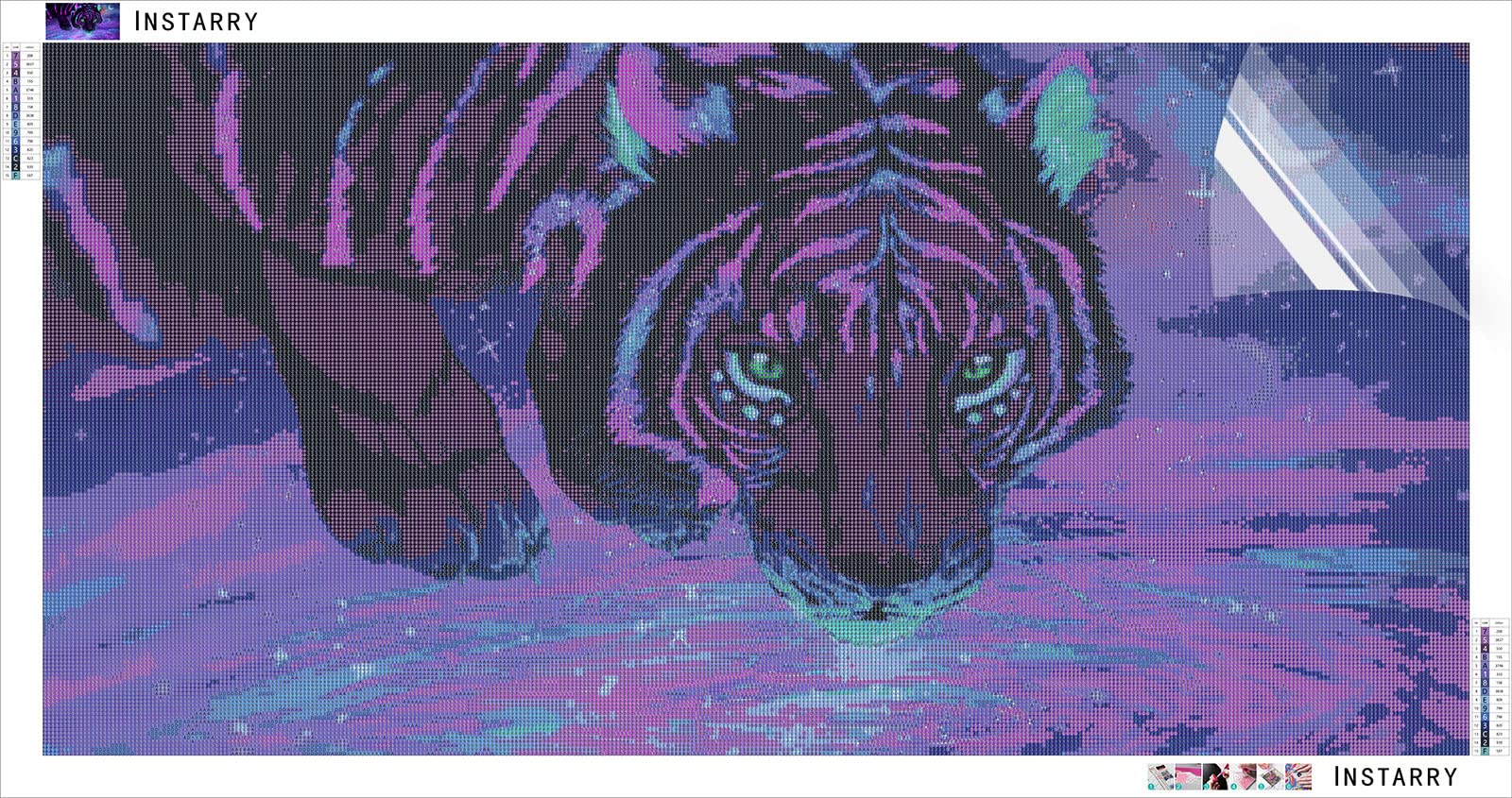Instarry 5D Diamond Painting Peinture Diamant Tigre au Clair de Lune Home Décoration 120x60 cm