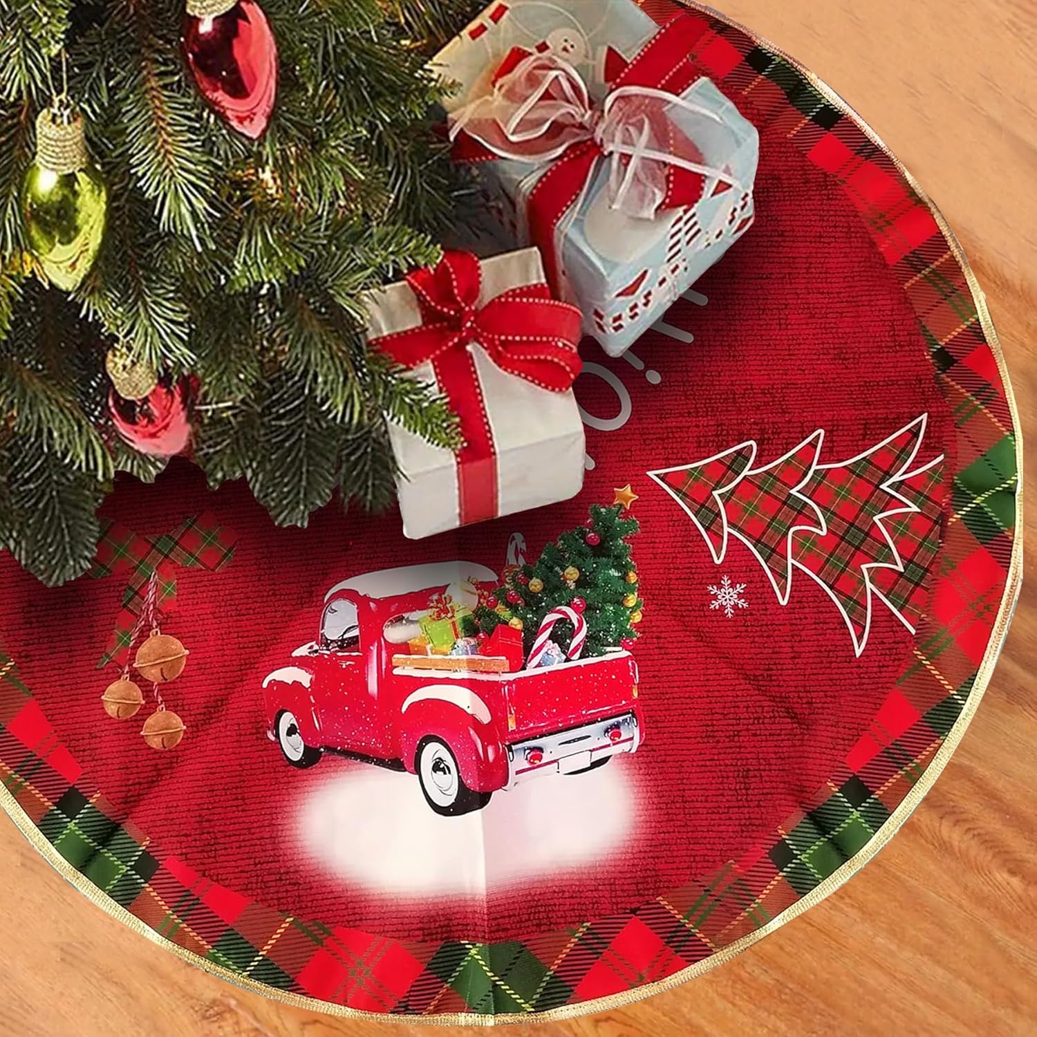 TIED RIBBONS Christmas Tree Skirt (23 inch) Round Cloth Premium Fabric Double Layered Thick Burlap Xmas Tree Skirt Base Mat Cover Holiday Party Decoration – Christmastree Decorations Items for Home TIED RIBBONS Christmas Tree Skirt (23 inch) Round Cloth Premium Fabric Double Layered Thick Burlap Xmas Tree Skirt Base Mat Cover Holiday Party Decoration – Christmastree Decorations Items for Home