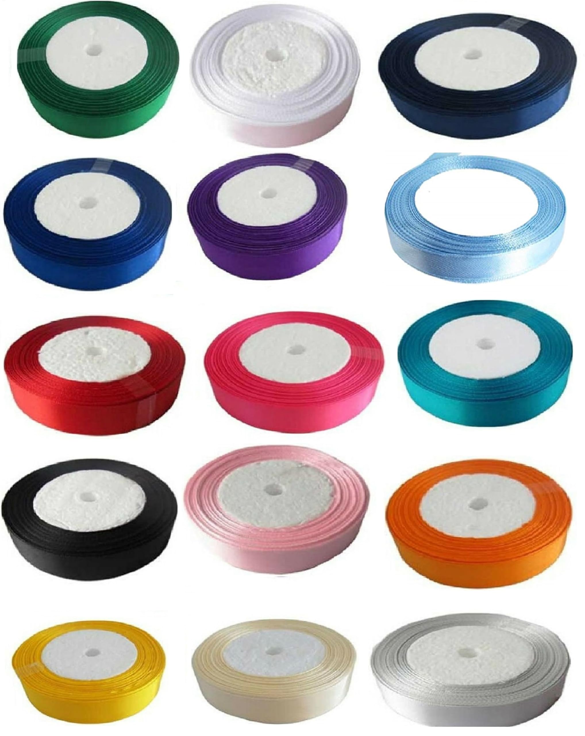 400 Yard Fabric Ribbon Silk Satin,16 s(10 mm Wide),Satin Ribbon Fabric Ribbon Embellish Ribbon Ribbon for Bows Crafts Gifts Party Wedding (16 pcs)