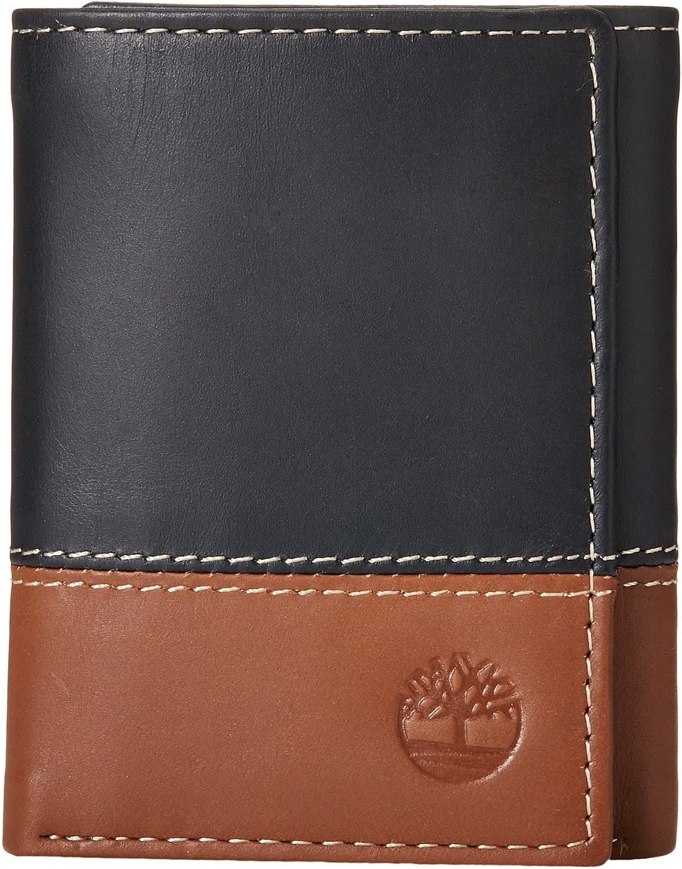 Timberland Men's Leather Trifold Wallet With Id Window, Black/Brown (Hunter),...