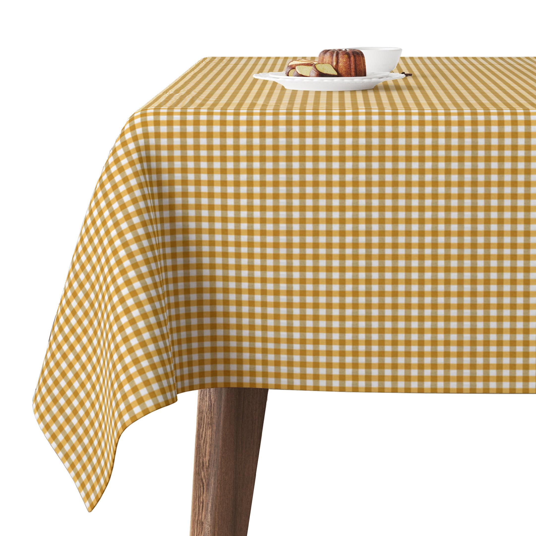 Martina Home Petit Vichy Gold 140 TEFLONED Tablecloth Round