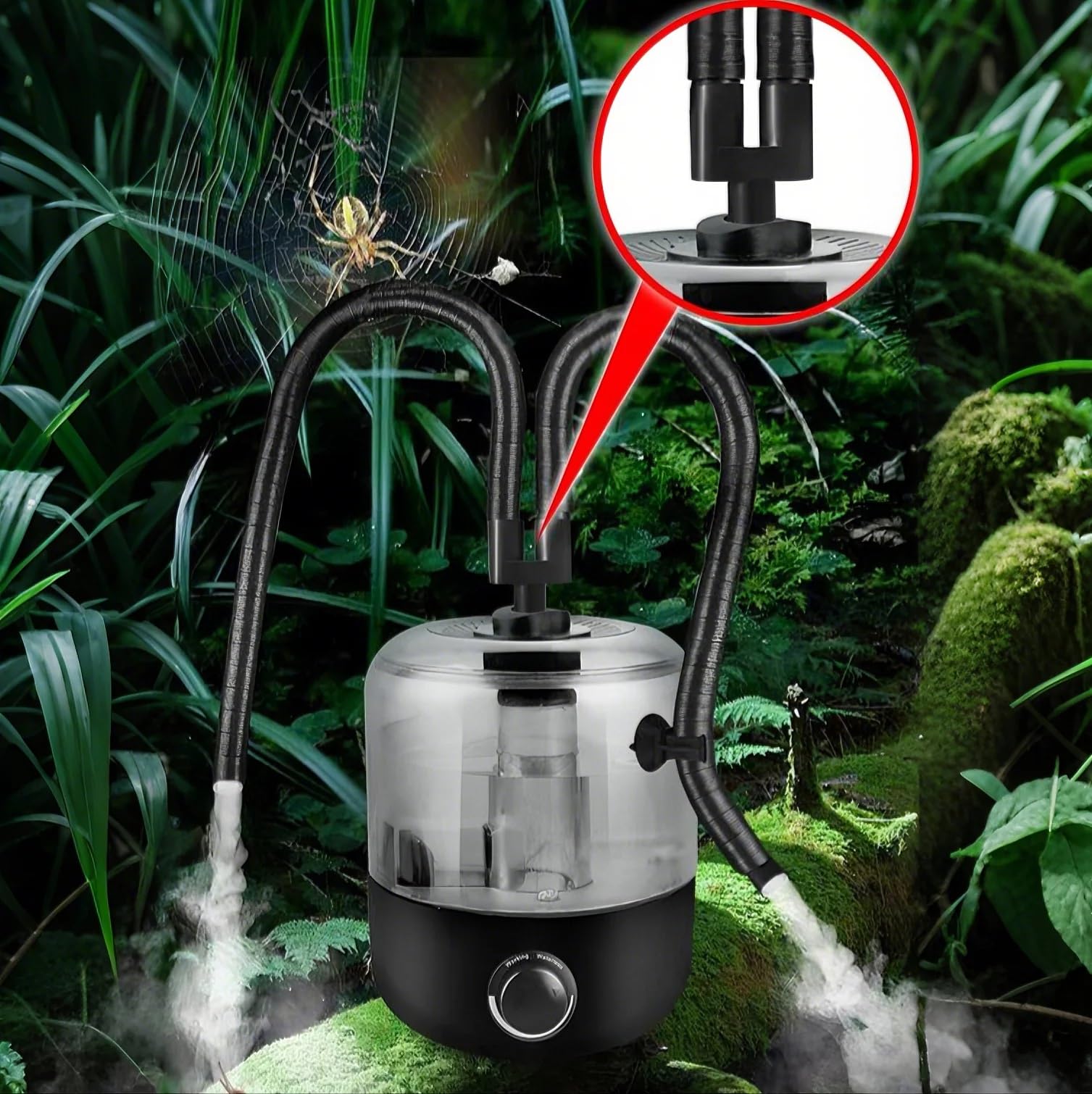 Humidificador Nebulizador para Reptiles, 3L, Tanque Visible, para Terrarios de Reptiles y Anfibios, con Boquilla de Manguera(Size-1)