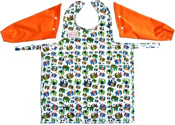 BIB-ON Long Sleeves, Full-Coverage Bib and Apron Combination for Infant, Baby, Toddler Ages 0-4.