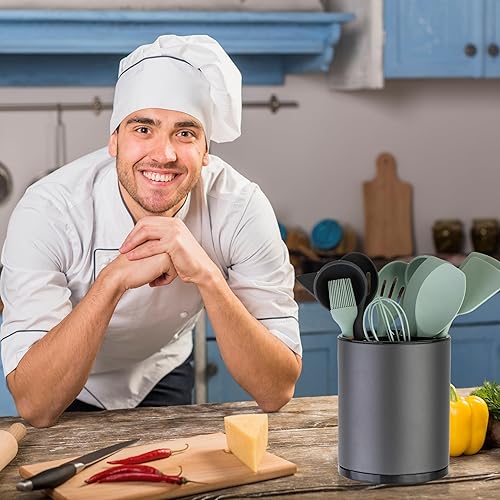 Miniatura 2 de LIBODOUR Soporte para utensilios de cocina extra grande giratorio de 360 para encimera, organizador de acero inoxidable, almacenamiento de