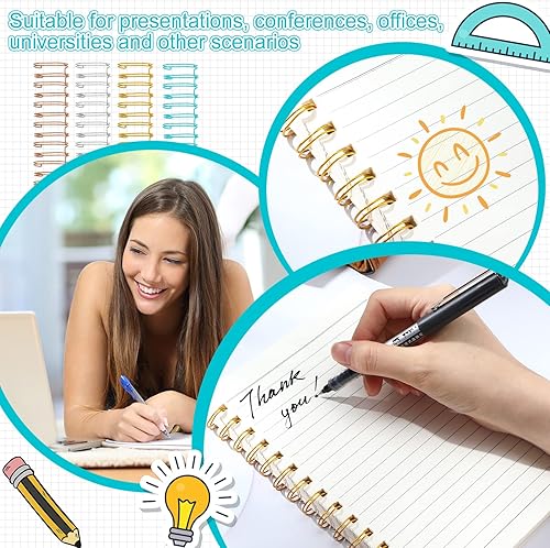 Vista 33 de Chengu 20 piezas de alambre de cincha de encuadernación doble, espinas de bucle doble, bobina de doble anillo para documentos, cuadernos, archivos