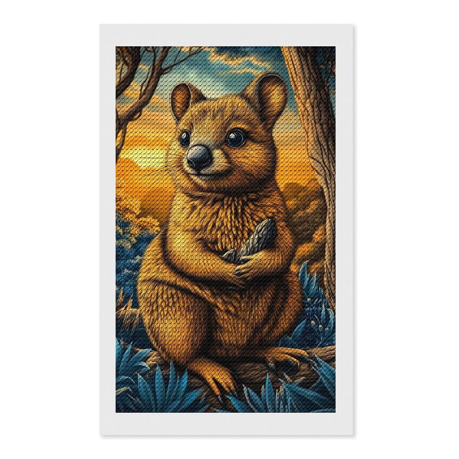 Junmoney Quokka Sunset Crystal Diamond Art Kit 12"x20", Modern Decor, Boho Decor, Wall Art Gift, Decorative Artwork, Creative Hobby