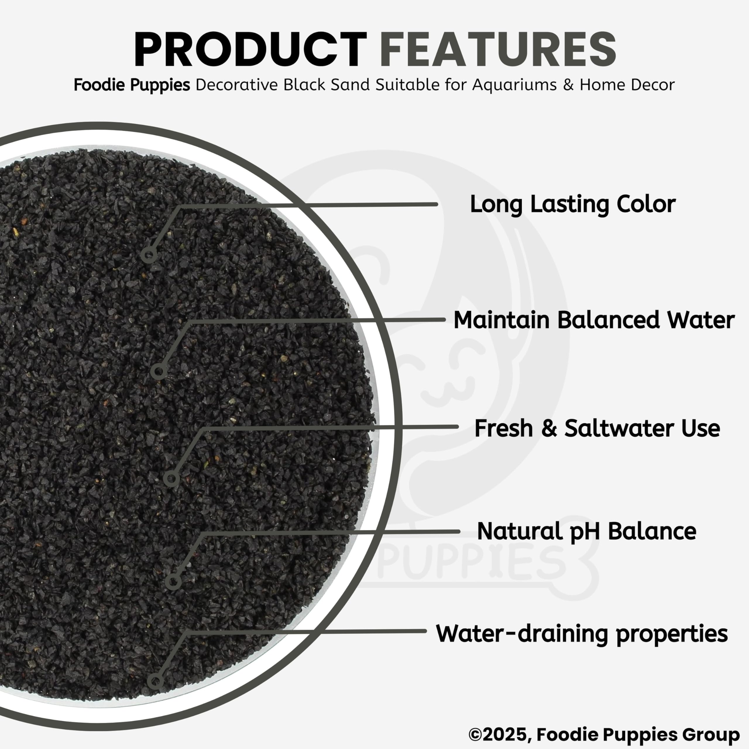 Foodie Puppies Natural Sugar Size (5Kg, Black Sand) Gravel for Aquarium Decoration/Home & Garden/Lawn Decoration/Aquarium Substrate/Terrarium/Quartz Sand 3