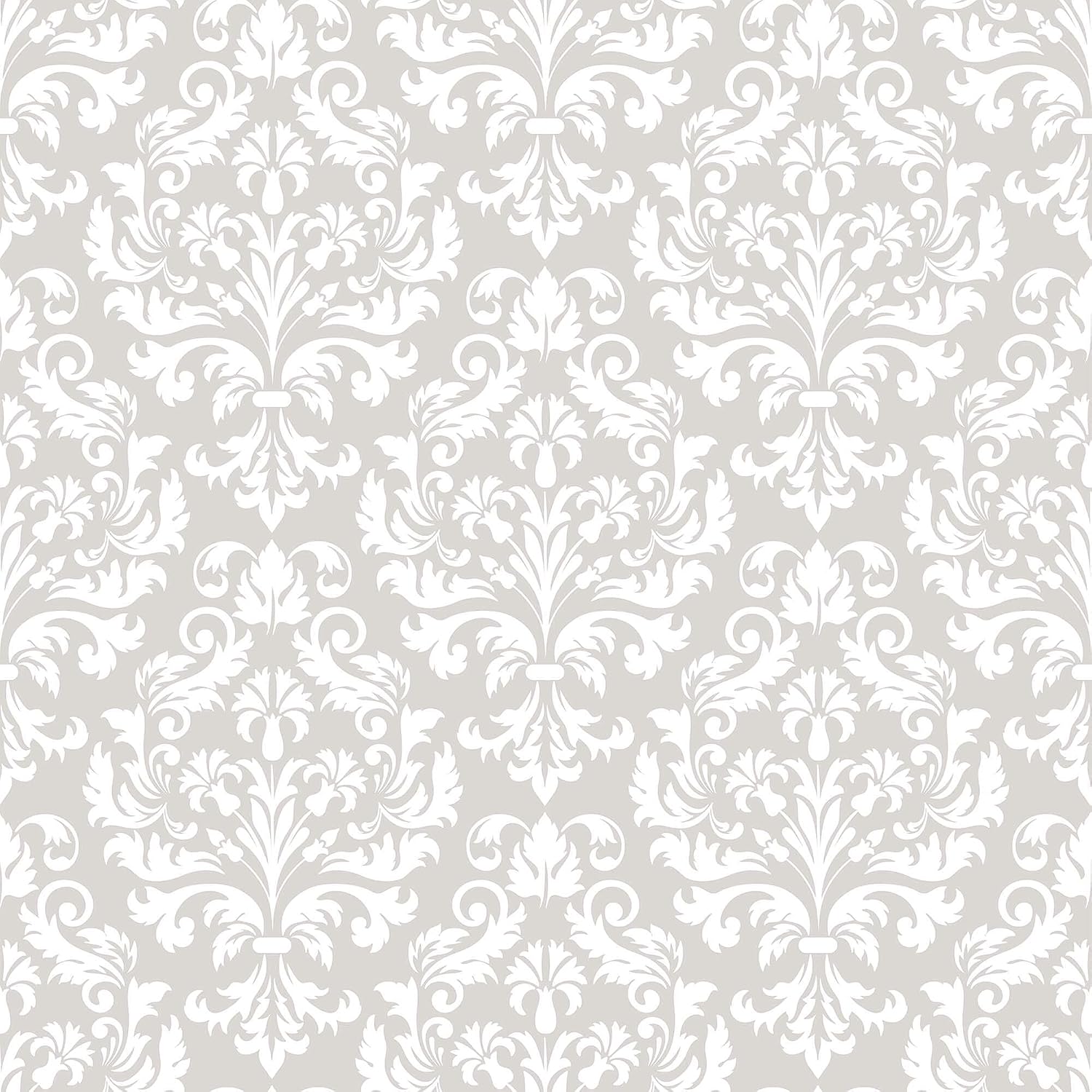 SpeedWallpaper Grey Damask Peel and Stick Removable Wallpaper 5036