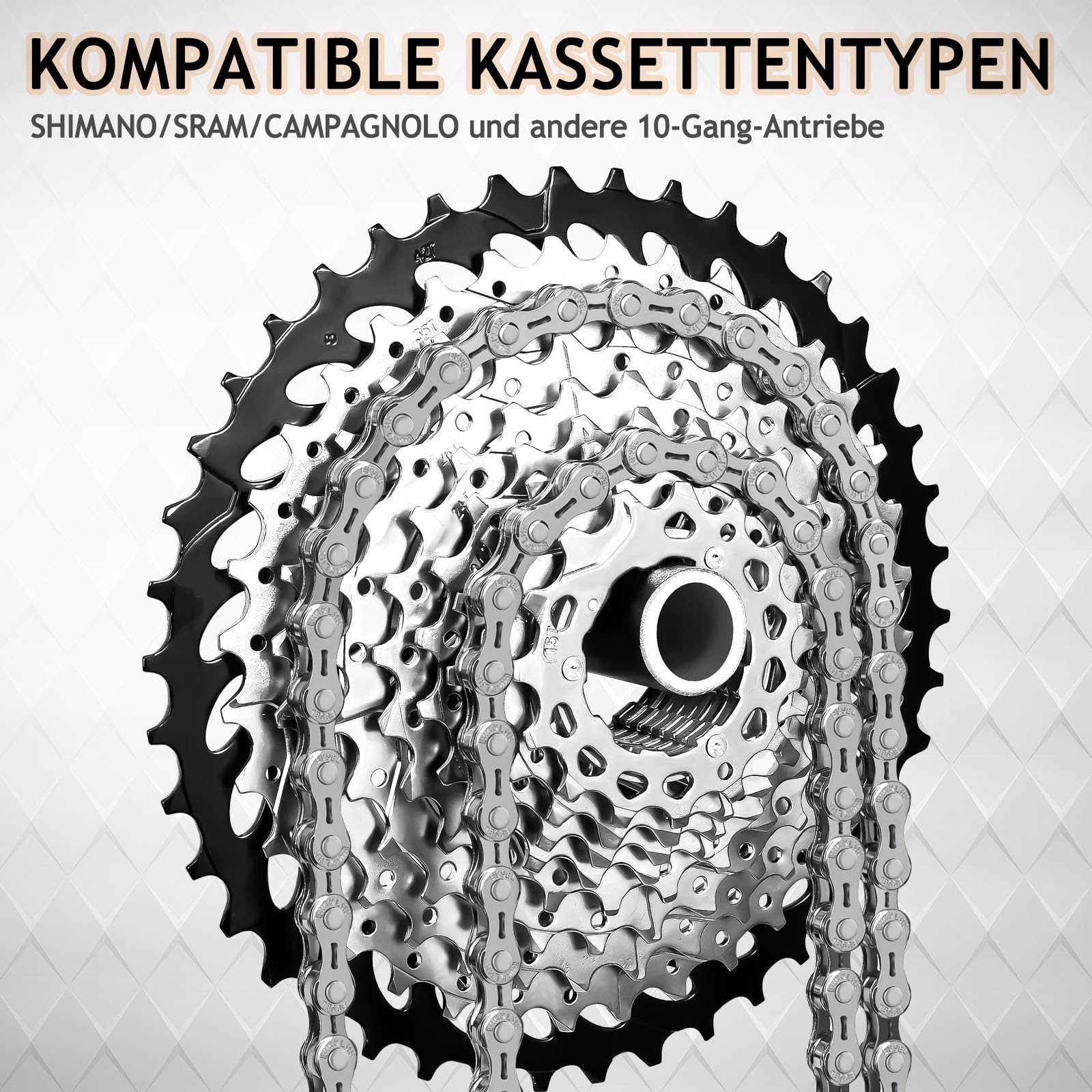 Catena per bicicletta, 10 velocità, 1/2 x 11/128 pollici, 116 maglie per bici da corsa/mountain bike/MTB, compatibile con SHIMANO/SRAM/KMC, argento