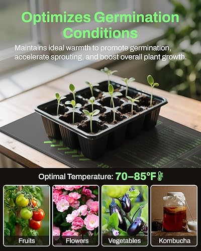 Miniatura 6 de BN-LINK Alfombrilla térmica duradera para plántulas, almohadilla térmica hidropónica cálida, impermeable, 10 x 20.75 pulgadas, paquete de 4 unidades