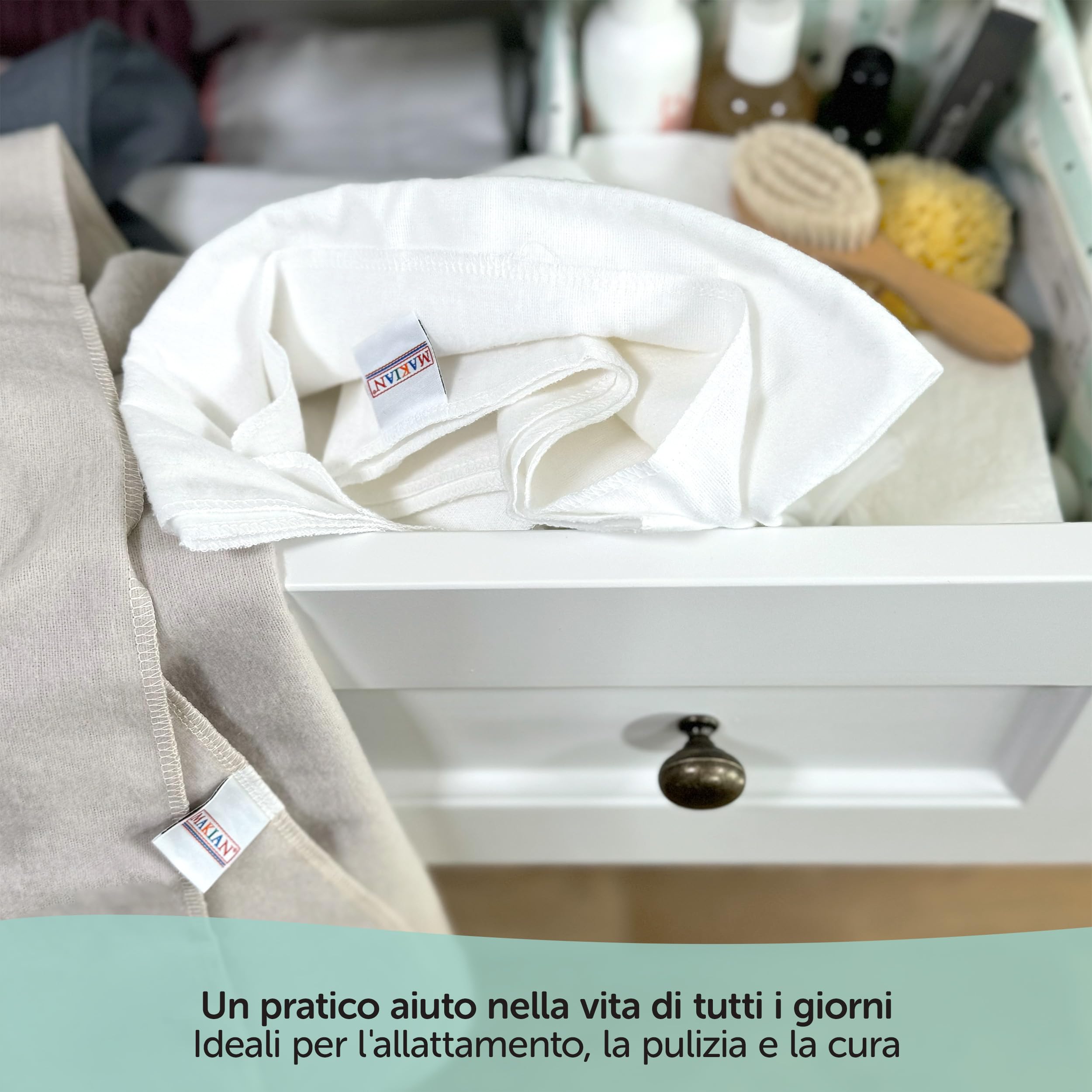 Mussole Neonato 80x80cm 100% Cotone Morbide Teli Mussola Conf. da 3 Oeko Tex Standard 100 Grafite Greige Bianco