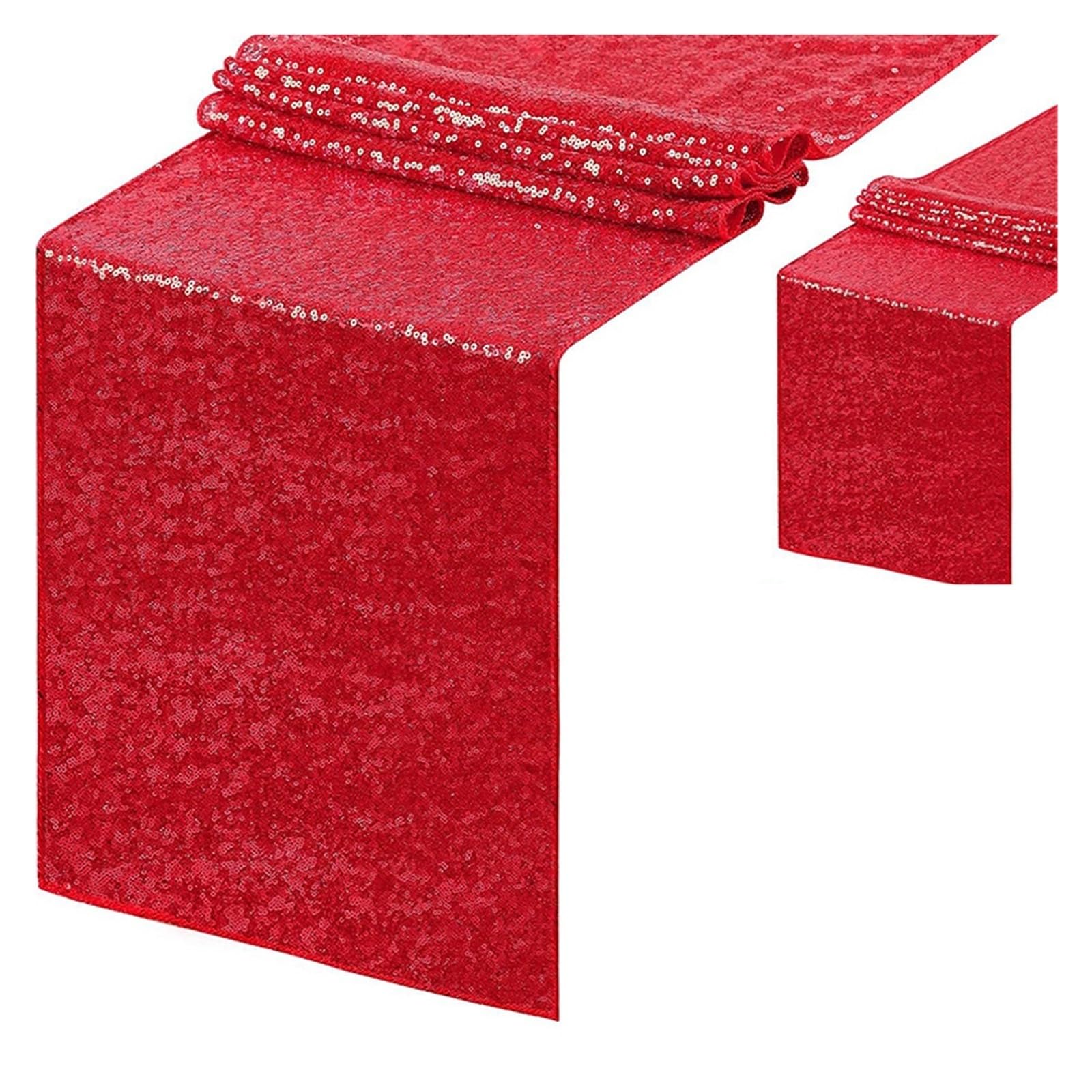 Disco Table Runner Glitter Sequin Table Runner Wedding Dining Decorations For Shower Girl Birthday Party Sparkling(Red,30x180cm)