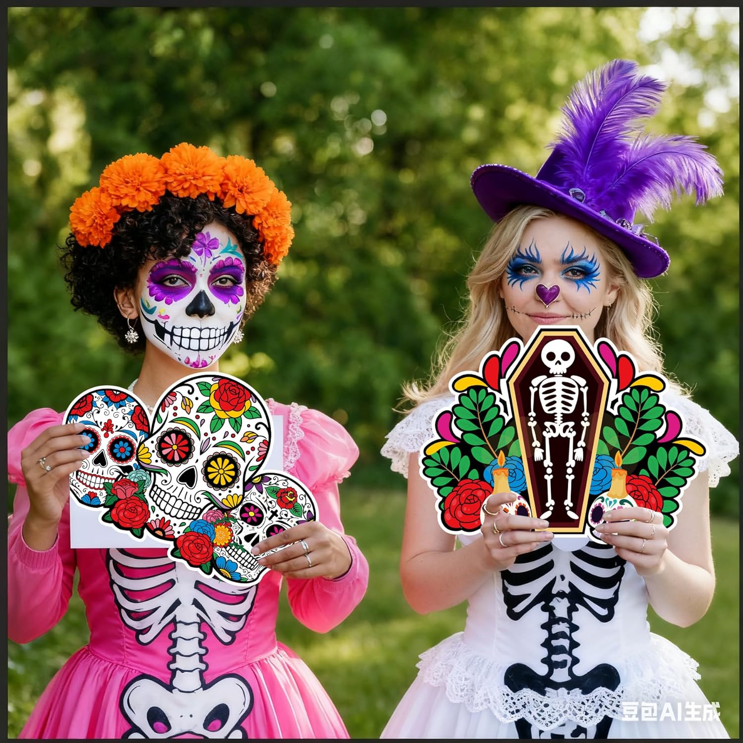 Day of The Dead Outdoor Decorations Yard Signs with Stakes Dia De Los Muertos Outdoor Lawn Decorations Sugar Skull Yard Signs Waterproof for Mexican Fiesta Halloween Party Supplies Lawn Garden Decor - Image 6