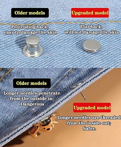 Miniatura 4 de 4 juegos de tensores de cintura para pantalones, botones de mezclilla desmontables para jeans sueltos, juego de hebilla de cintura con botón de