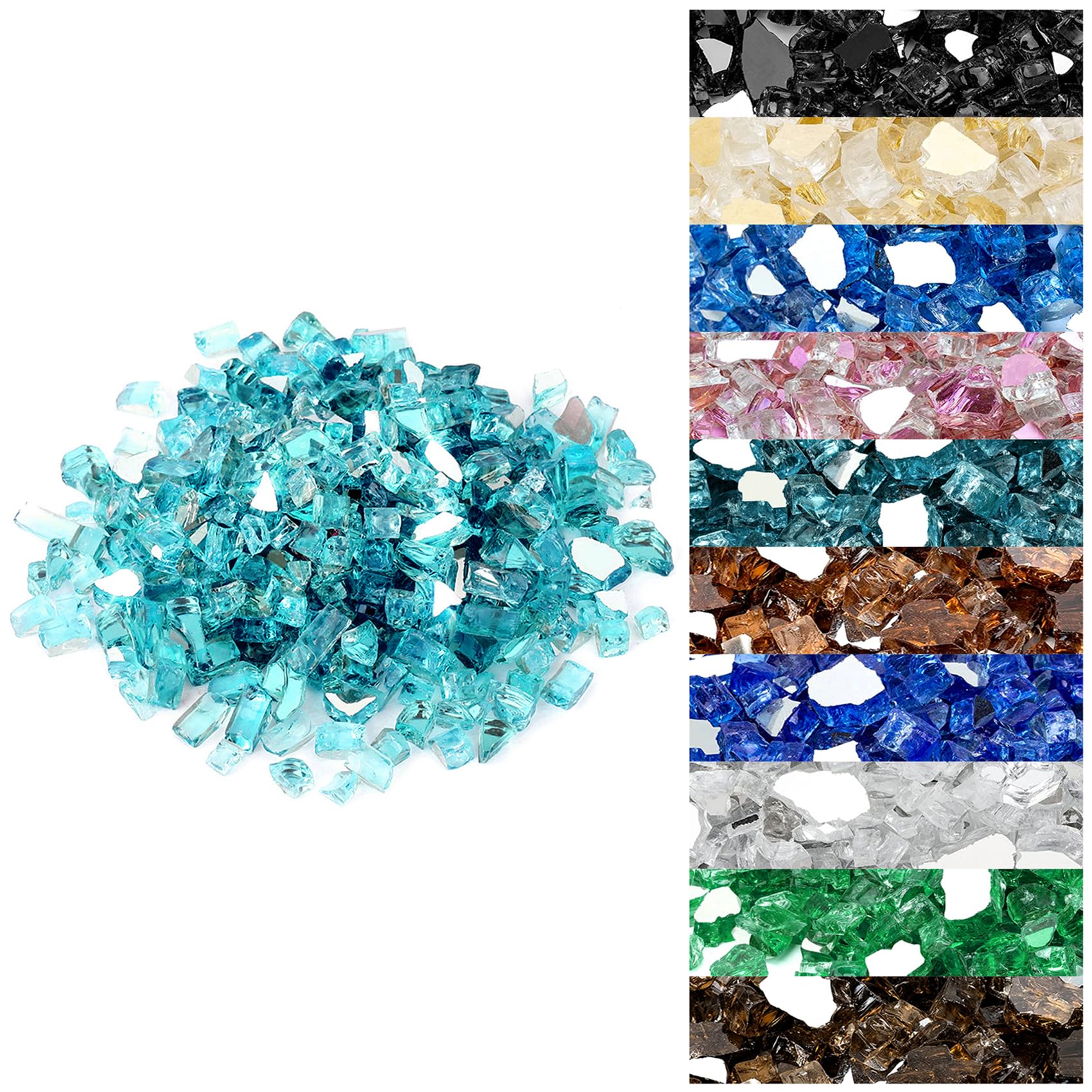 Onlyfire 10 lbs Fire Glass Rocks 1/2 Inch for Propane Fire Pit/Fireplace