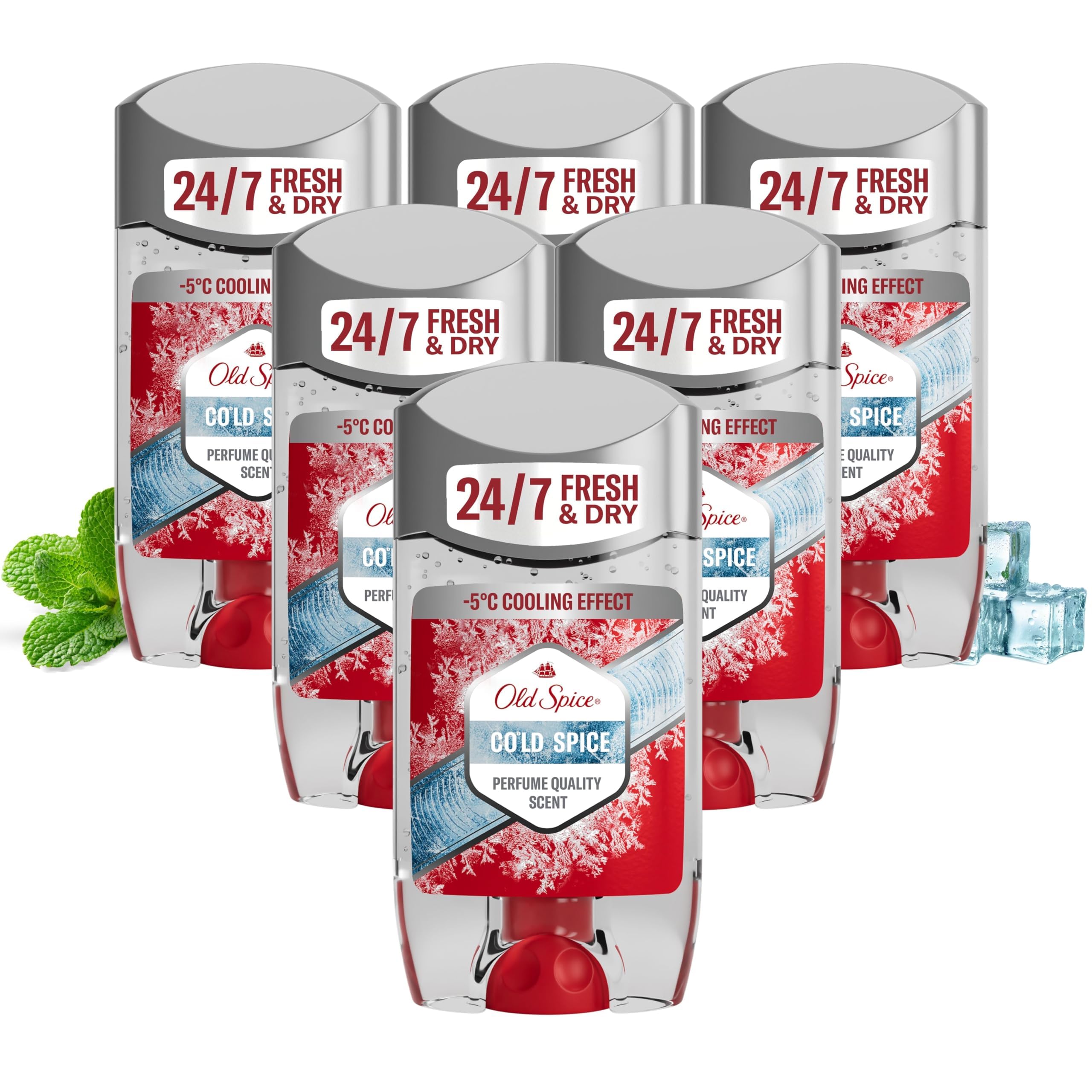 Old Spice Cold Spice Roll On Deodorant Stick for Men, Antiperspirant Clear Gel, Mens Strong Anti Perspirant Value Pack, 6 x 70ml