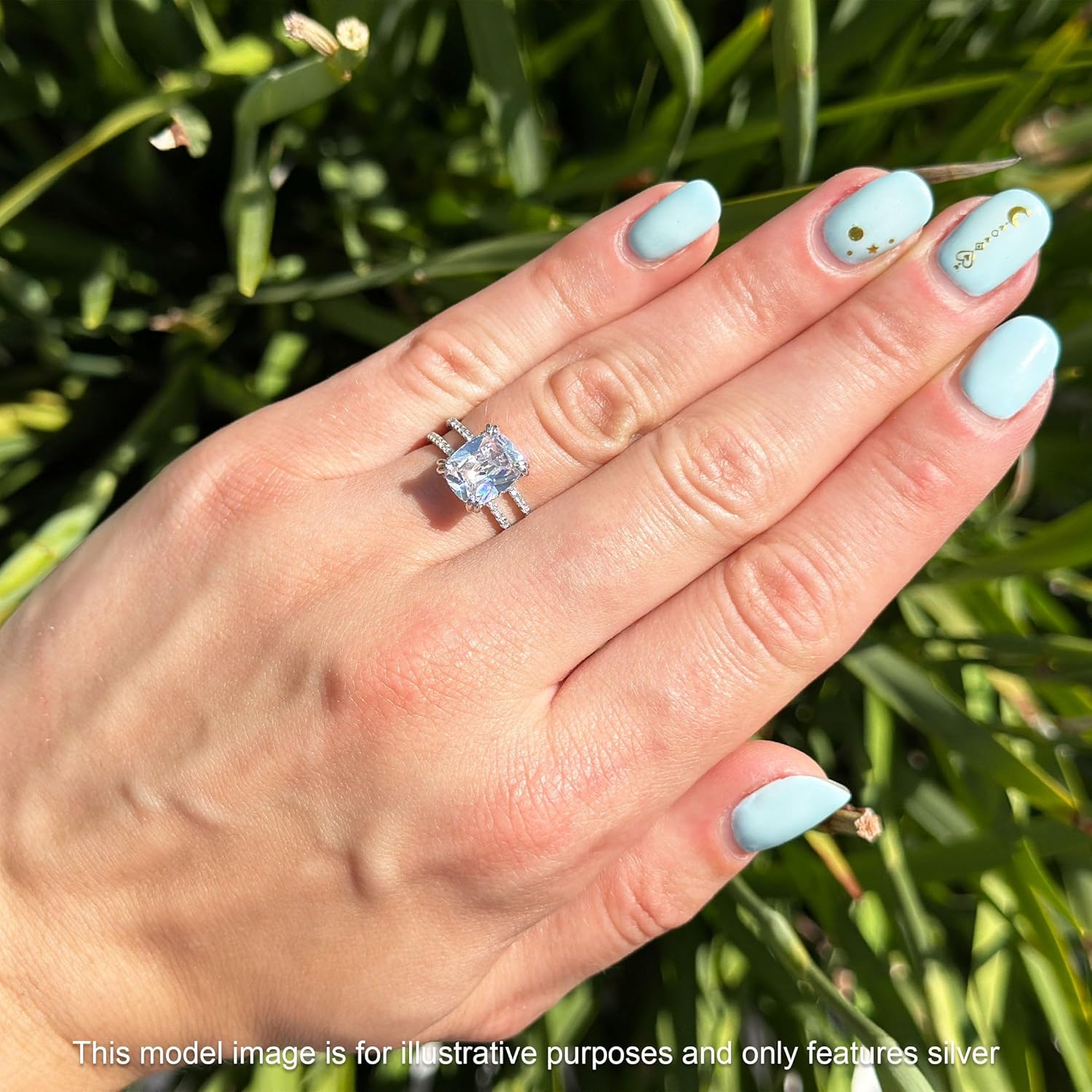 Blue Apple Co. Art Deco Ring 10mm Cushion Cut Cubic Zirconia Solitaire Ring Accent Vintage Style Split Shank Band Wedding Engagement Rings For Women 925 Sterling Silver Gift For Her