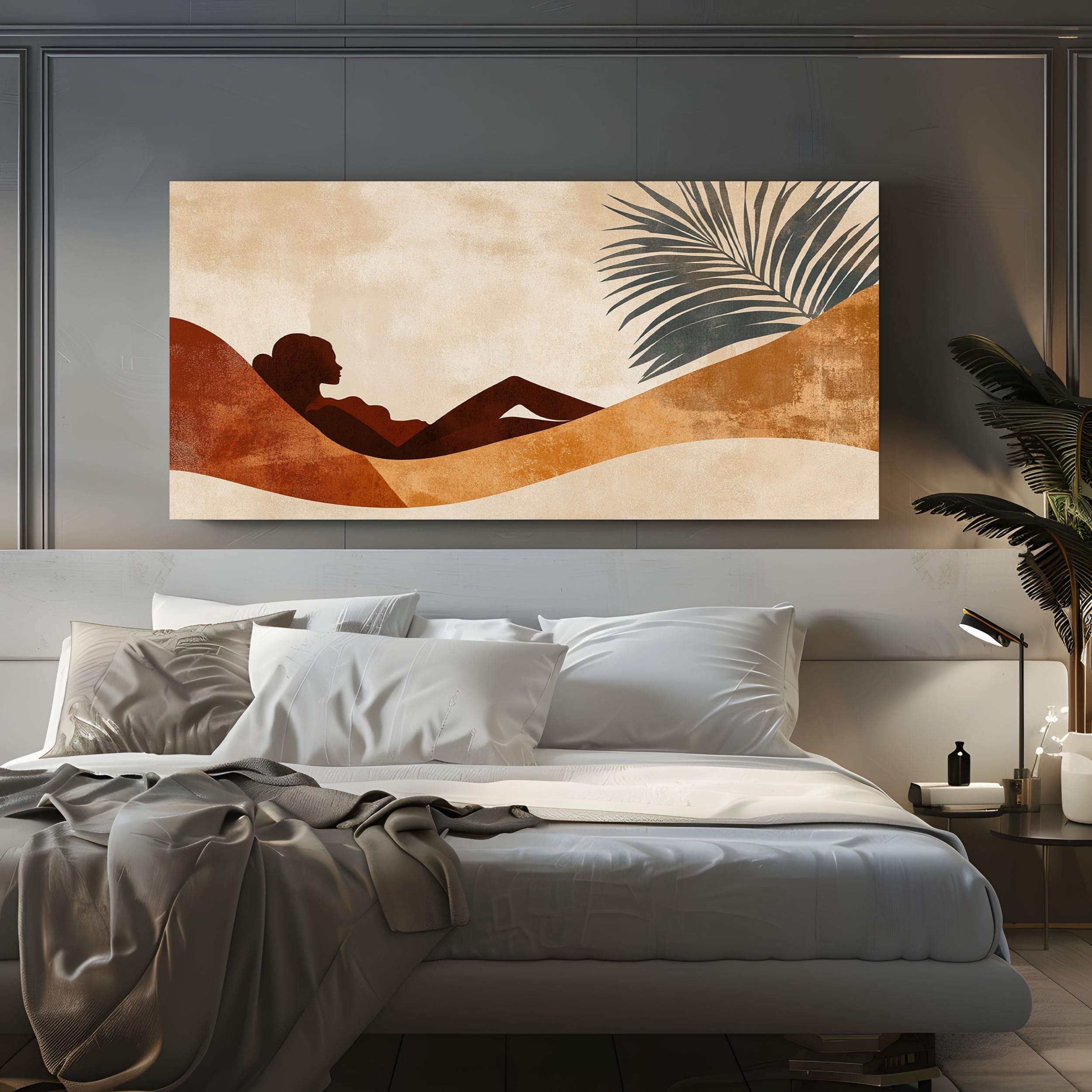 ZORYAN Tableau sur Toile Bohème Silhouette Femme Grand Format XXL 80x160 cm