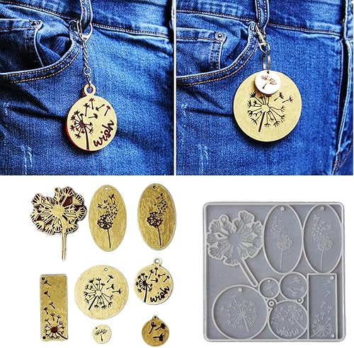 Miniatura 2 de Molde de resina flexible para colgar dientes de león, delicado molde de silicona para manualidades y accesorios de joyería, moldes de resina de