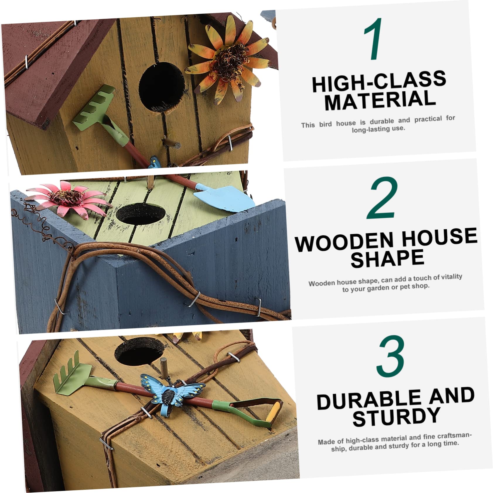 Nichoir Suspendu Maison Oiseau en Bois, Lot de 2