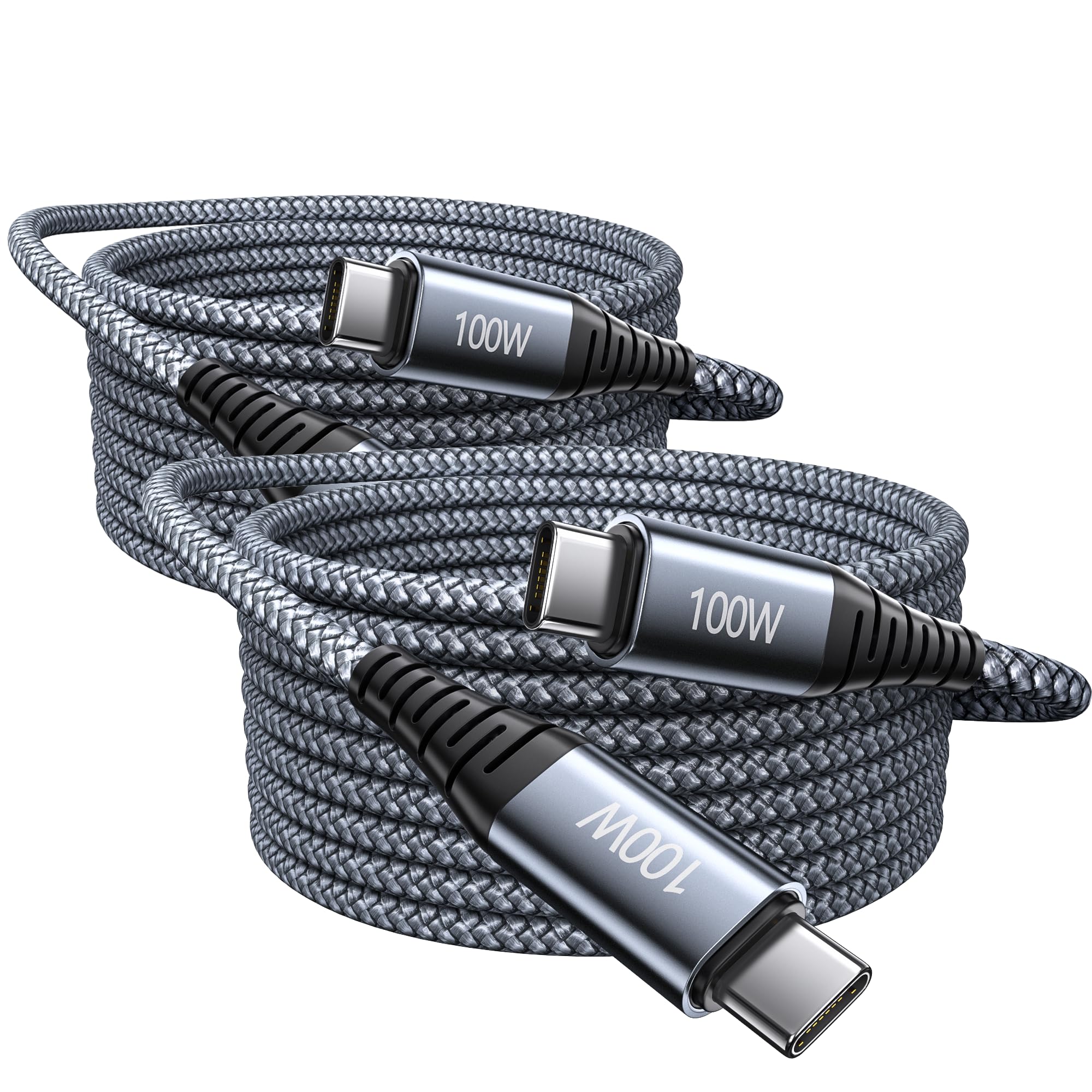 【2 Pezzi×2M】100W Cavo USBC a USBC Rapido, 5A PD3.1 USB C Cavo Nylon Intrecciato Superveloce per MacBook Pro/Air,Lenovo,Laptops, Cable Ricarica Rapida Cellulare per iPhone,Samsung,Google Pixel,Xiaomi