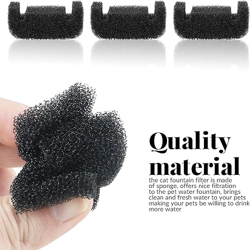 Miniatura 4 de Bercoor 30 piezas de filtro de esponja para fuente de mascotas de repuesto de espuma prefiltro para gatos y perros (negro)