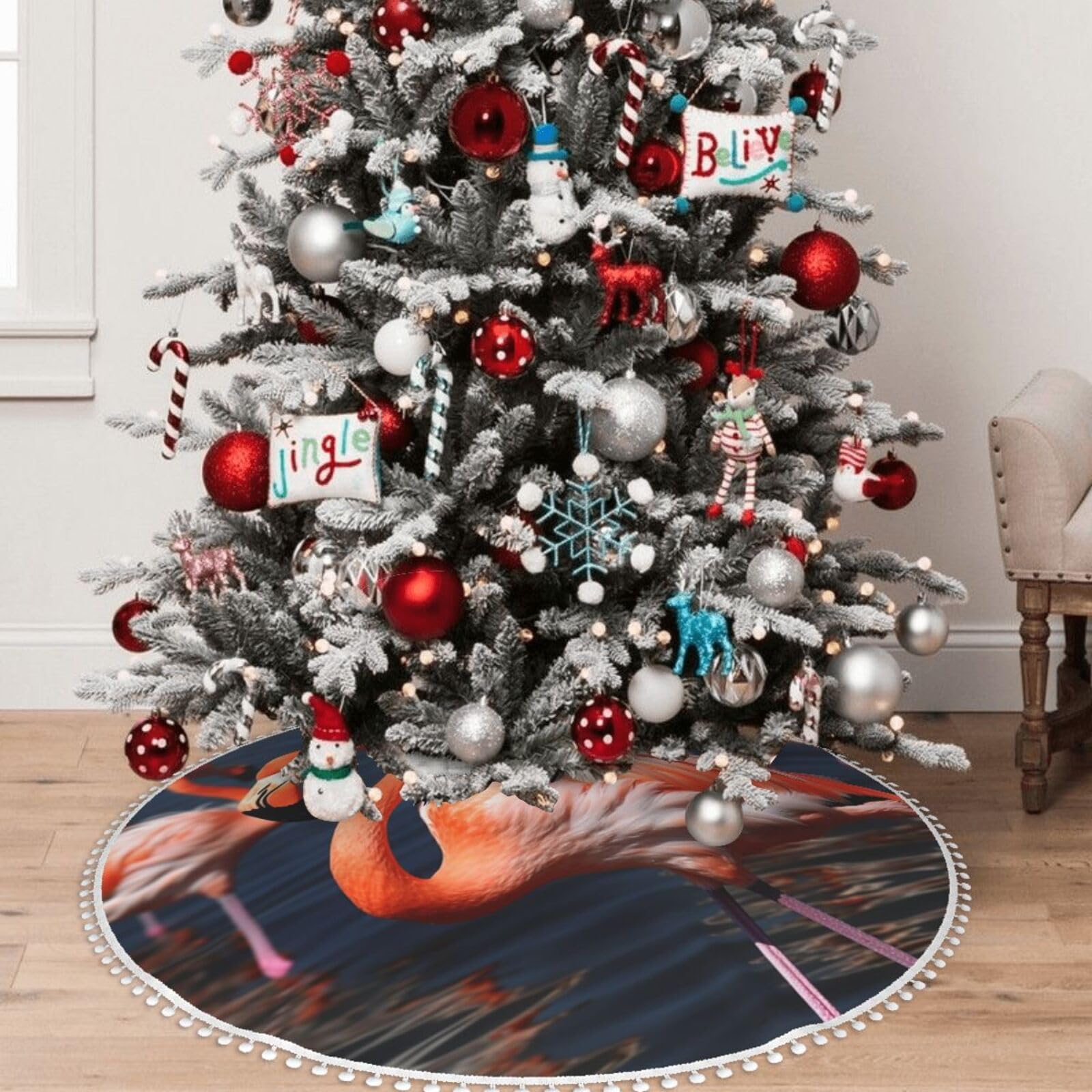 Jupe de sapin de Noël rustique 121,9 cm tapis décoration fête vacances