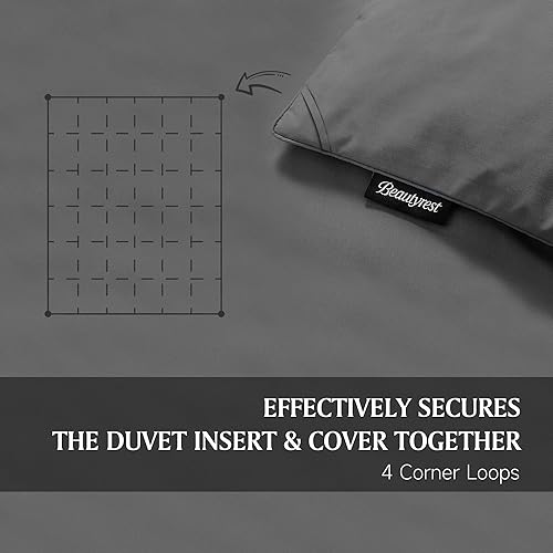 Miniatura 3 de Beautyrest Edredón de plumas ultrasuave para todas las estaciones, tamaño matrimonialqueen, funda de microfibra de colores, relleno de edredón de