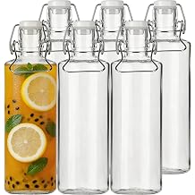 Danmu Art 6-Pack 1L Glass Bottles with 29mm Wide Mouth Swing Top Lids