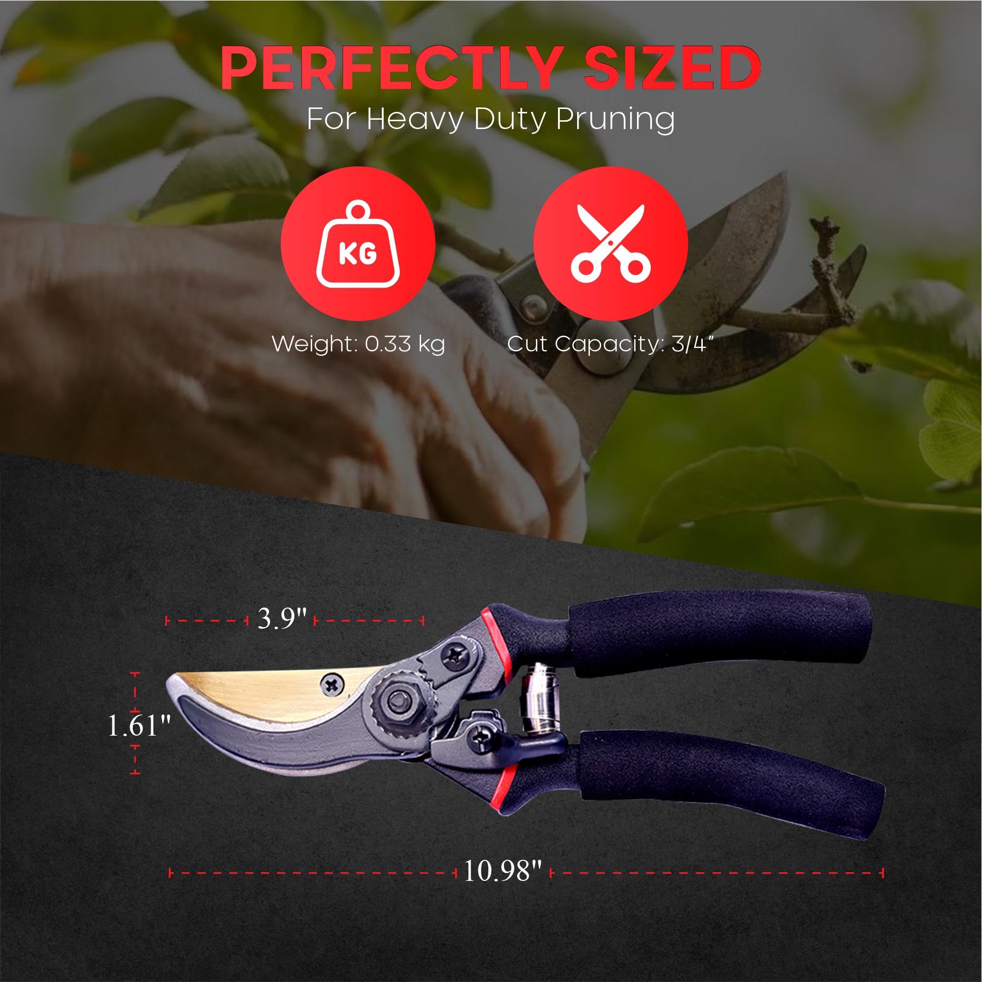 HortiSnip Bypass Pruning Shears for Gardening, Professional 8.5
