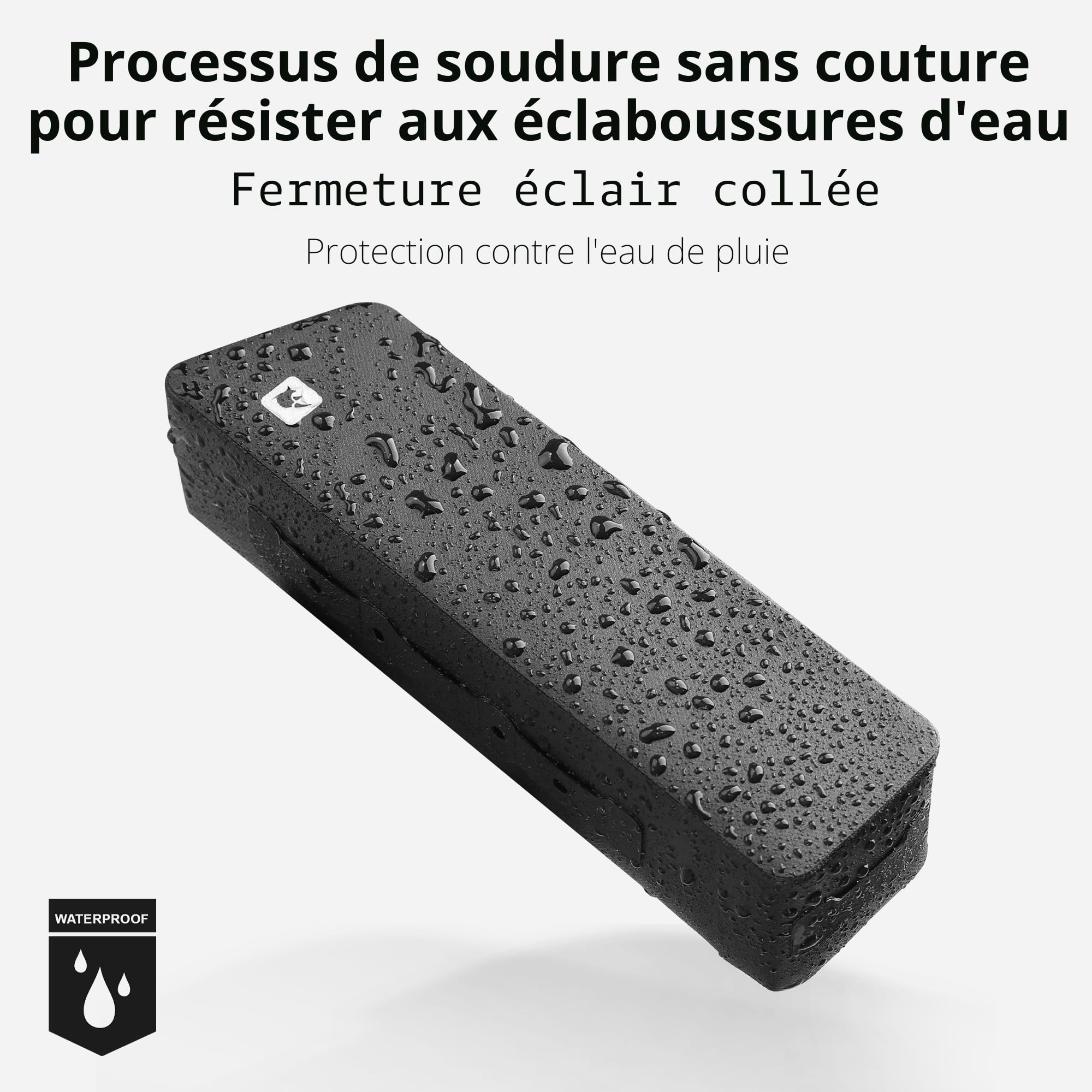 Rhinowalk Sac de cadre de vélo avec fermeture éclair, étanche et stable, sac de vélo professionnel, accessoires de cyclisme pour VTT et vélo de route, noir