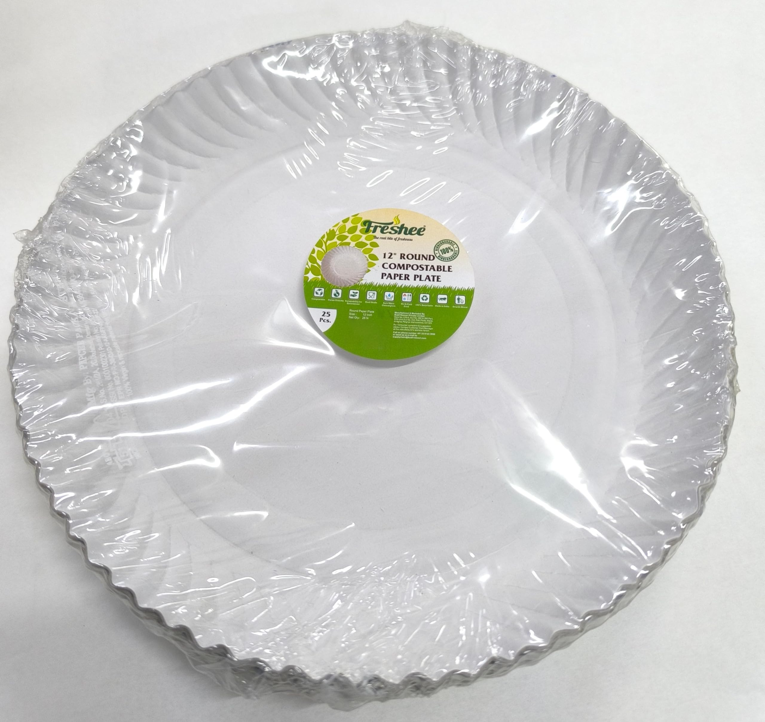 Freshee Paper Plates - 25 Pack, Compostable & Durable -1 Freshee Paper Plates - 25 Pack, Compostable & Durable -1