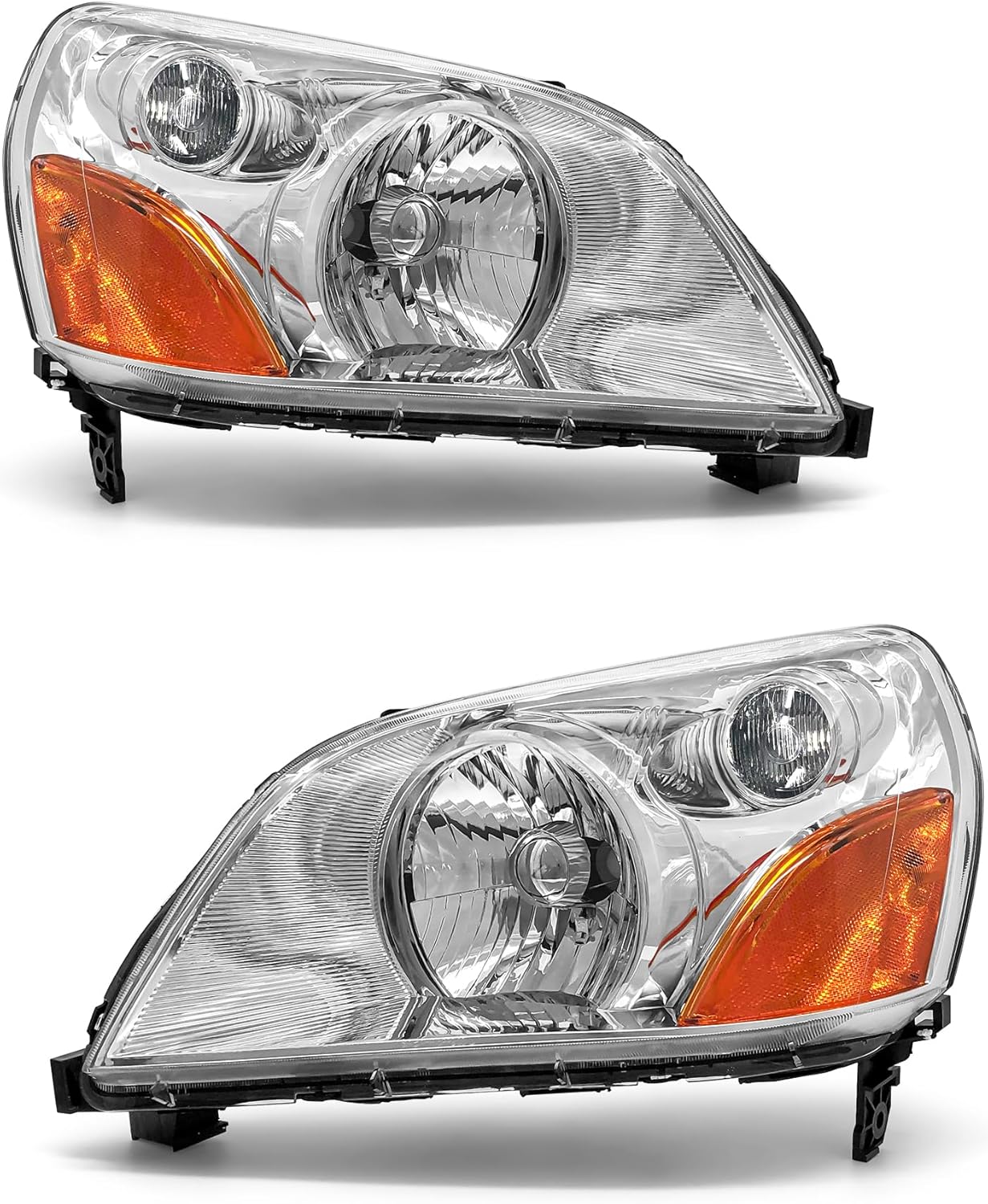 2003-2005 Pilot Chrome Housing Headlight fit Honda Pilot 03 04 05 Headlamp Amber Clear Lens Reflector Replacement Driver & Passenger(Bulb not included)