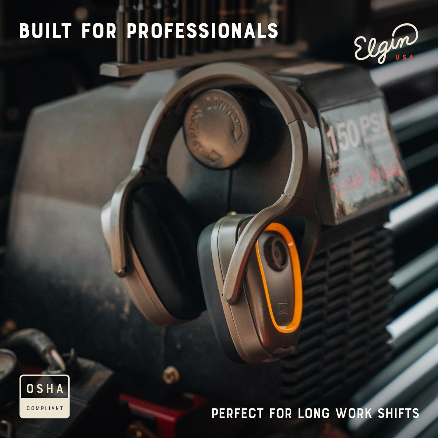 Elgin Rampage Bluetooth Hearing Protection Headphones, OSHA Compliant, 25 dB NRR, Noise Isolating Microphone, 40+ Hour Battery, IP65 Rated, Ideal for Construction, Landscaping, Industrial Use - Image 4