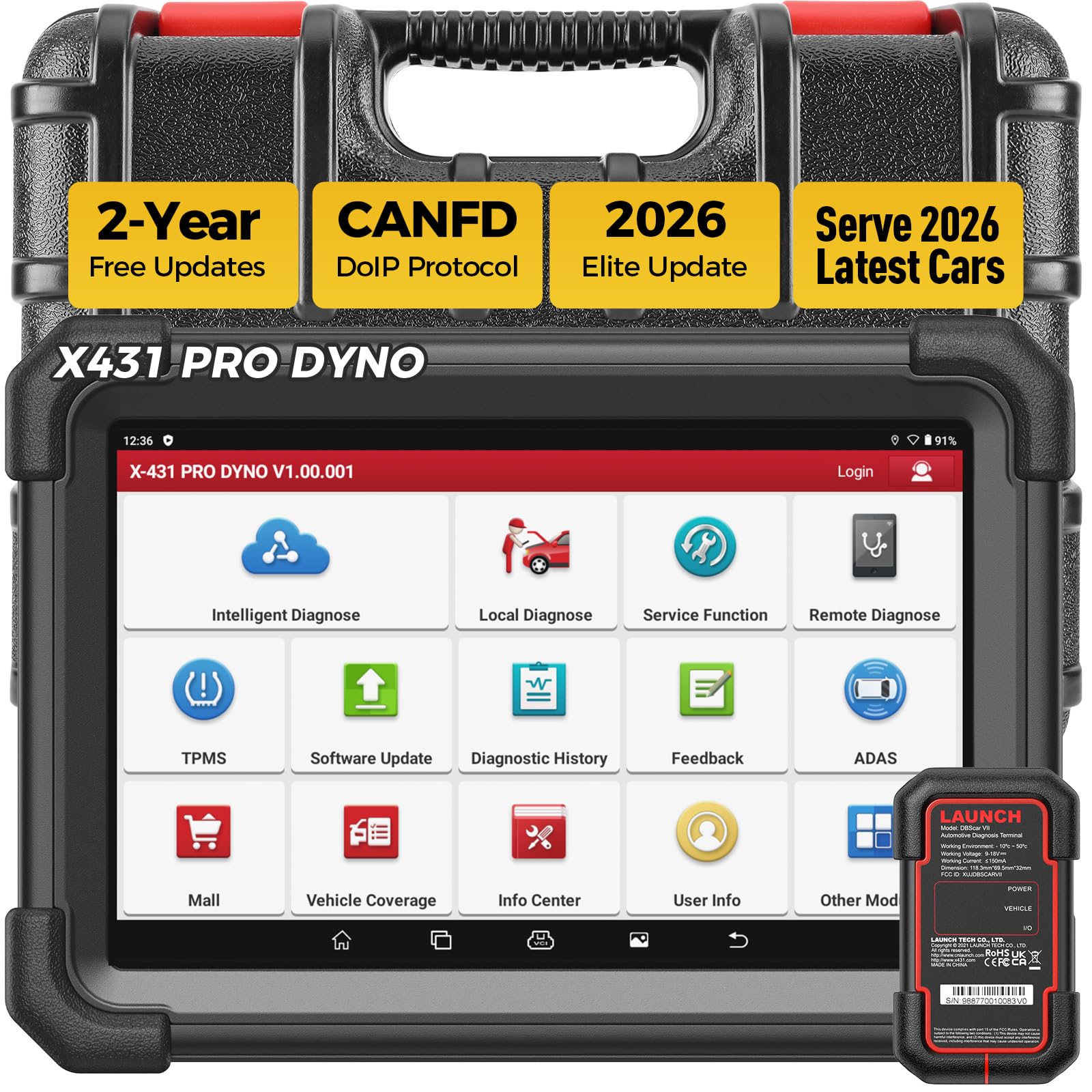 2025 Launch X431 Pro Dyno All-in-one Diagnostic scan Tool for All Cars, ECU Coding Bi-Directional Control 38+ Services Full System OBD2 Scanner, CANFD DOIP, AutoAuth FCA SGW, 2 Years Free Update